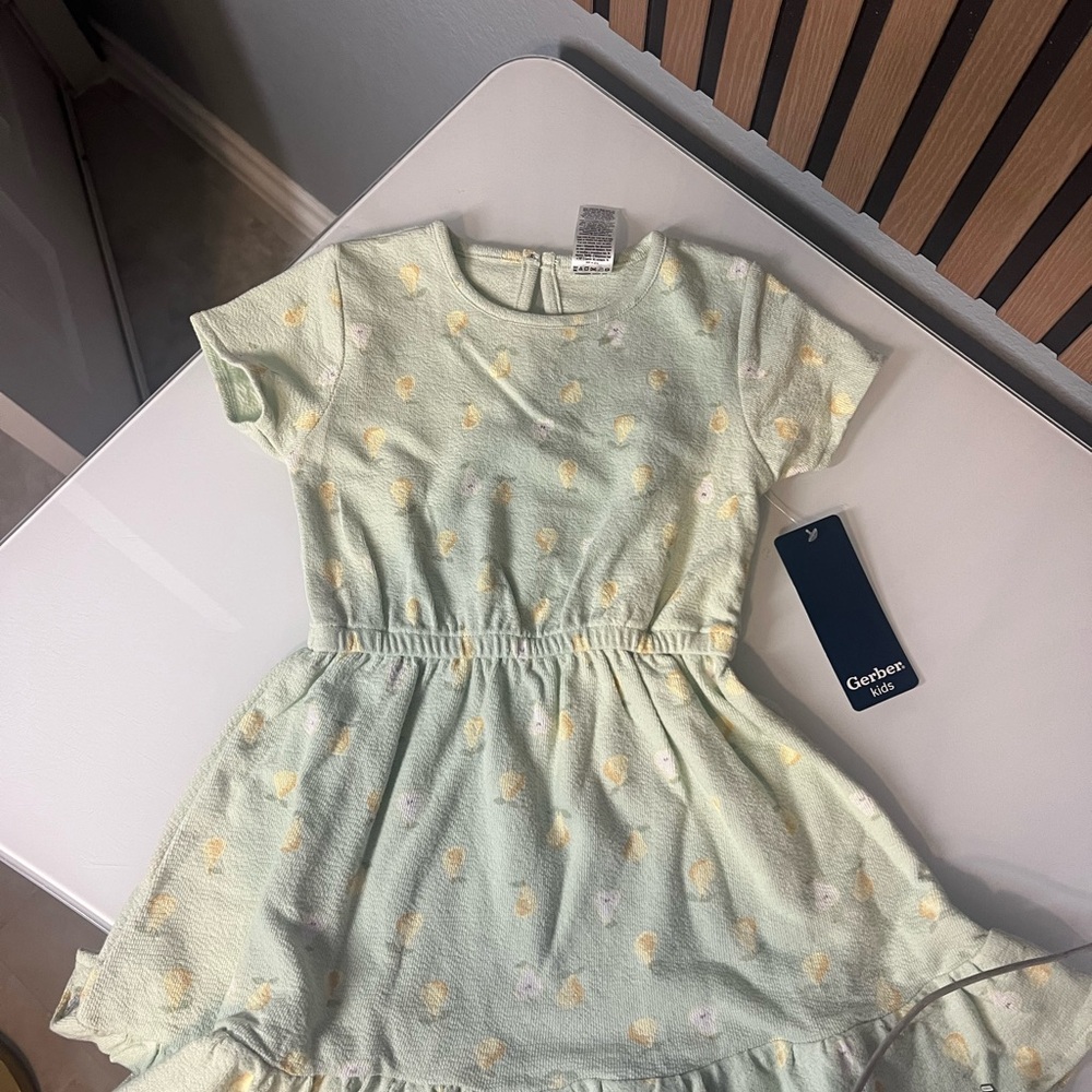 Gerber Light Green Dress with Yellow and White Patterns
#87